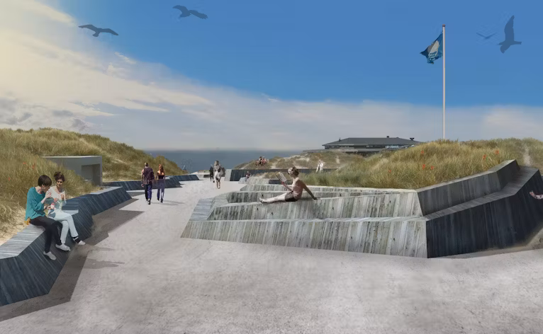 Illustration af den kommende strandplads ved Henne Strand