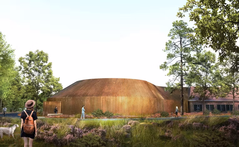 Computertegning af museet FLUGT, som inden længe står færdig og indvies af Dronningen
