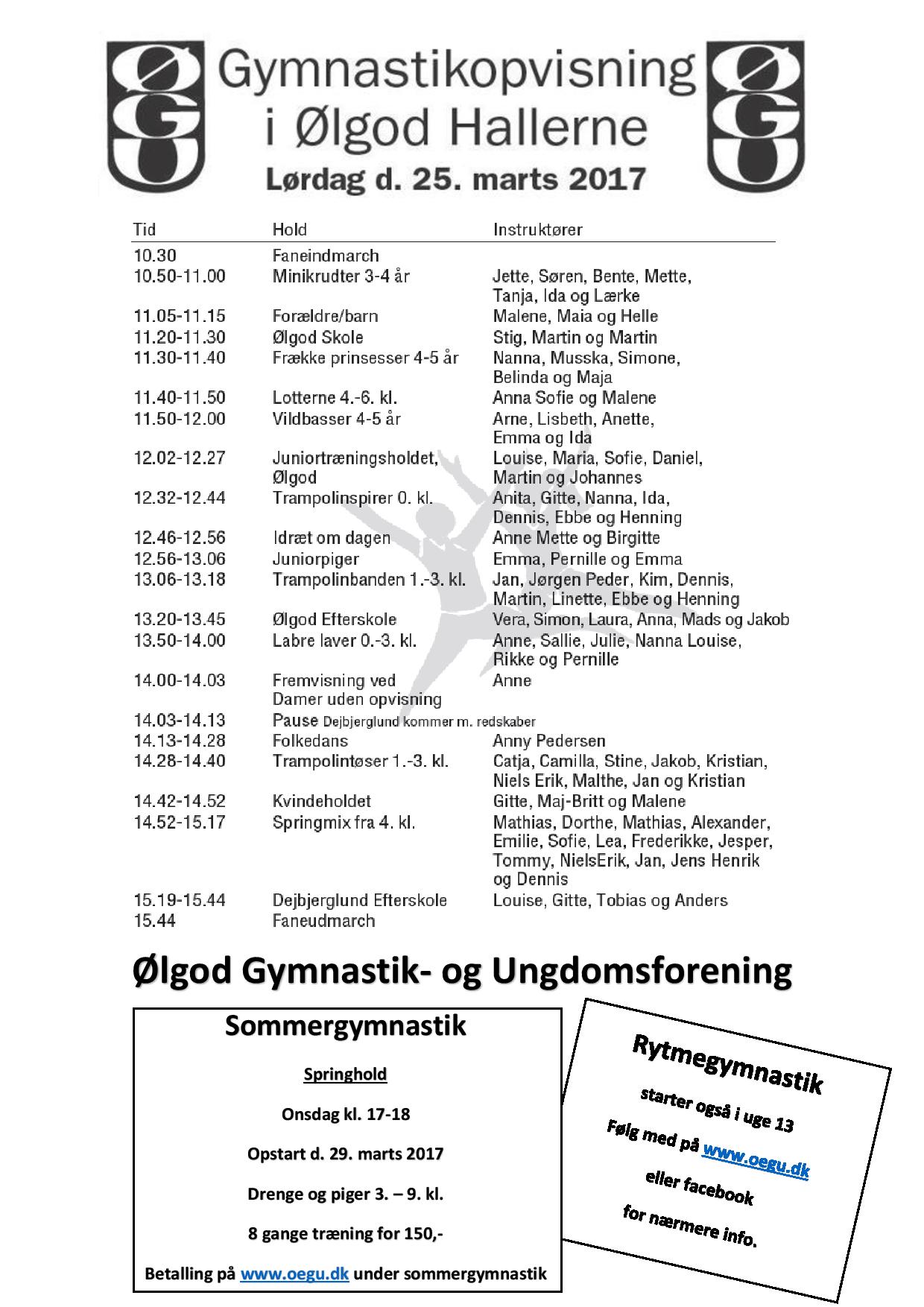 Gymnastikopvisning i Ølgod Hallerne